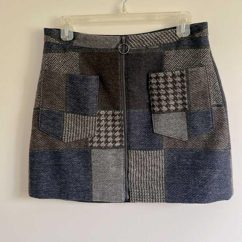 Bcbgmaxazria Patchwork Zip Front Lined Mini Skirt - image 2